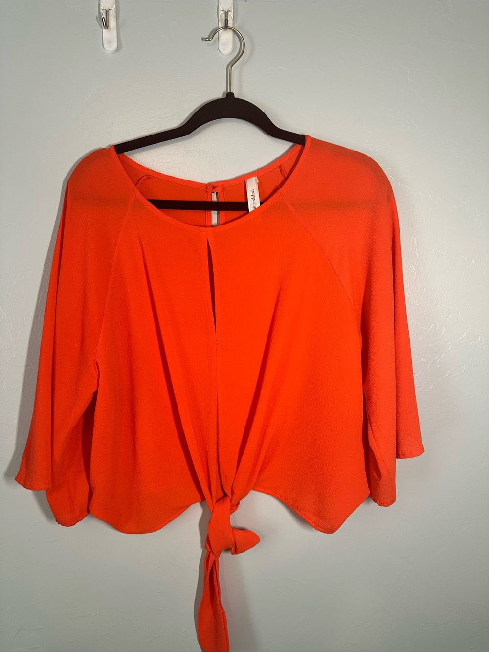 Orange Blouse w/ Front Tie Detail
